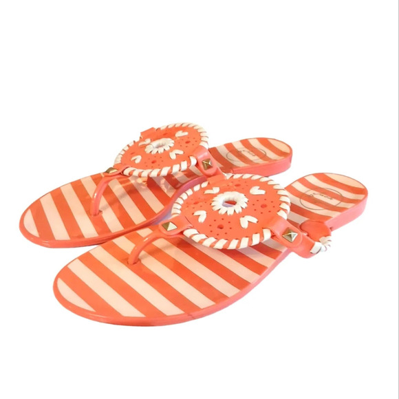 Jack Rogers Sandals Melon and White Woven Jelly Thong Sandals size 7 - Picture 9 of 9